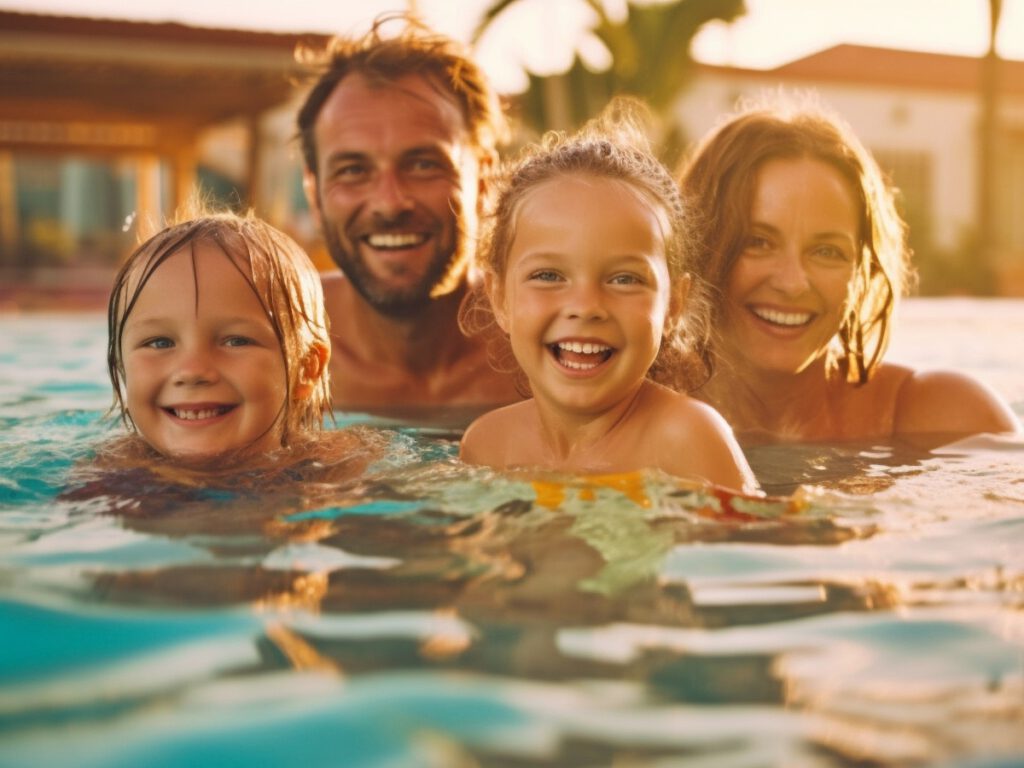 Family Enjoying Time in Swimming Pool