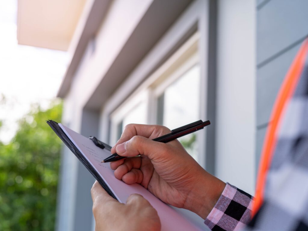 Building Inspector Taking Notes on Checklist