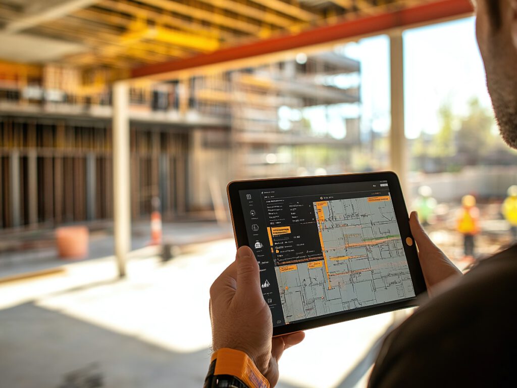 Construction Site Inspection with Tablet